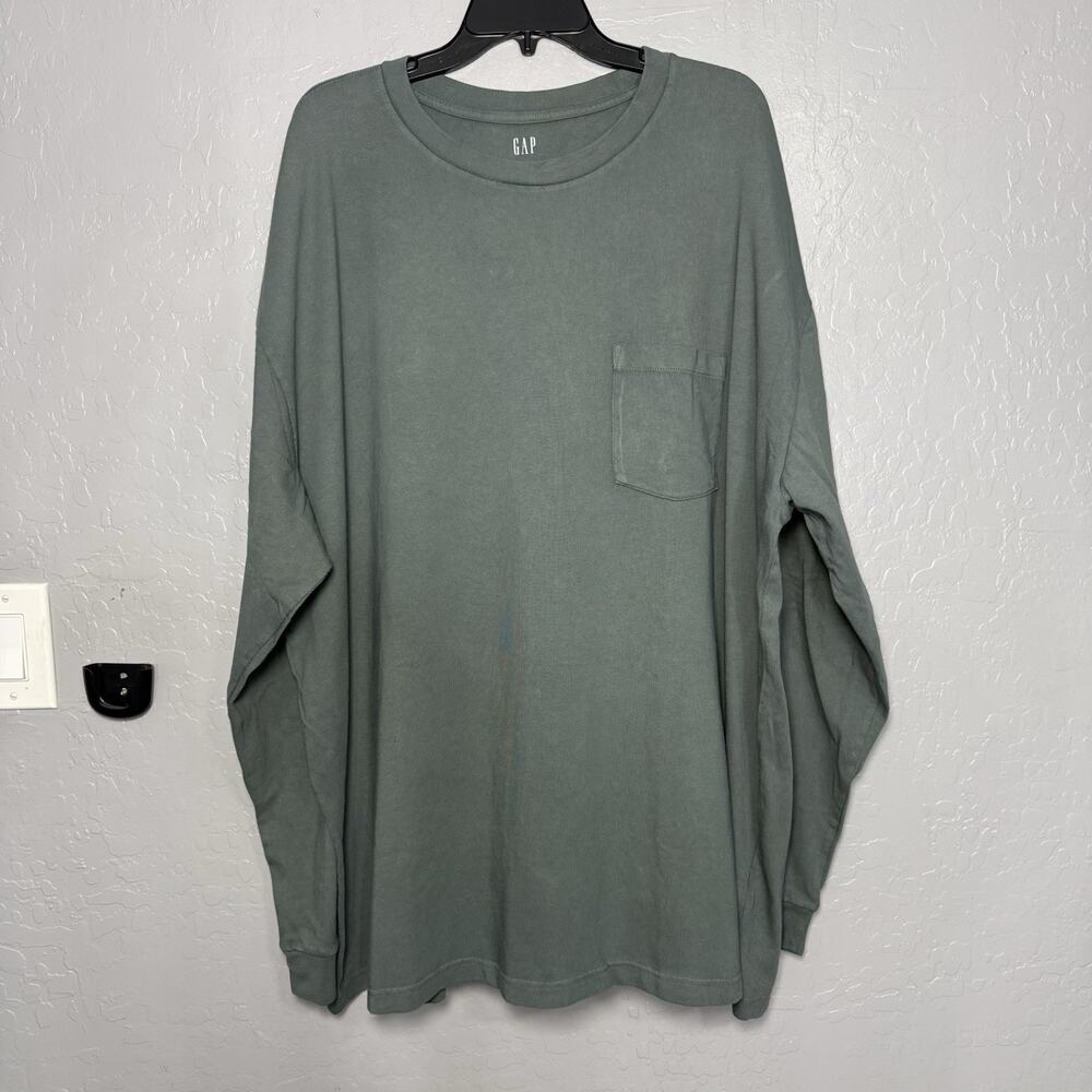 Vintage Gap Long Sleeve T-Shirt Mens Green Crewneck 90s Blank NEW 3XL Tall